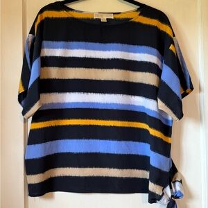 Michael Kors Black, Blue, Yellow Striped Blouse